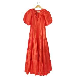Ulla Johnson Claribel Midi Dress Poppy Orange Cotton Size 4